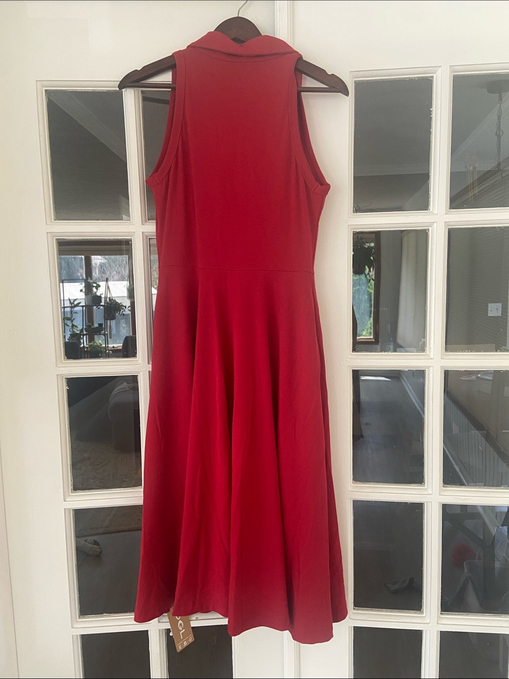 OGL Red Fit and Flare Sleeveless Collared Midi Dress - Picture 4 of 5